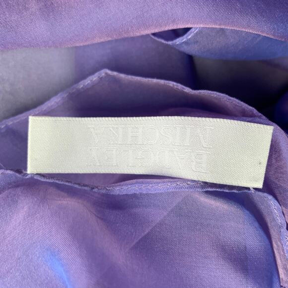 BADGLEY MISCHKA Size S Purple Lilac Silk Iridescent Halter Evening Gown - Picture 9 of 13